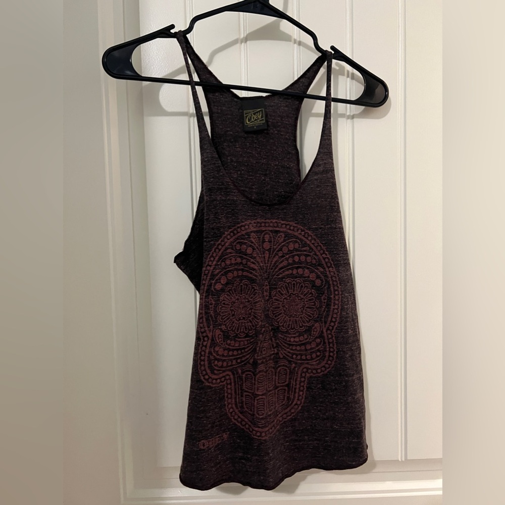 OBEY Sugar skull racer back tank <S>